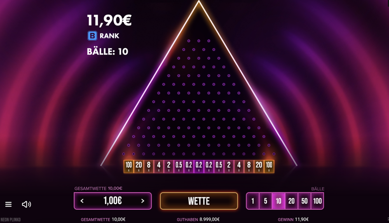 Plinko Browser-Version des Spiels